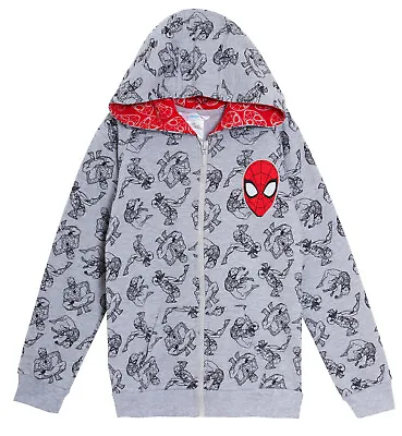 Buy Boys Spiderman Hooded Jacket Kids Marvel Avengers Full Zip Hoodie Hoody Size • 12.95£