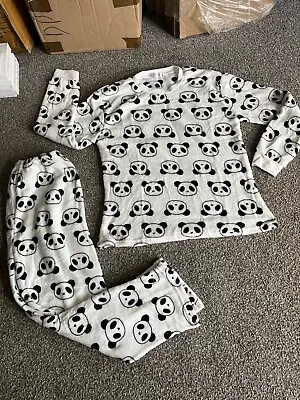 Buy Womans Size 10 Medium M Panda Fleece PJs Pyjamas Black White Ladies Night Wear • 9.99£