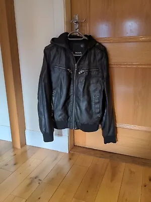 Buy Bench Faux Leather Jacket Zipped Black With Hood Men's Med Excellent Condition  • 22£