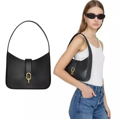 Buy Anine Bing REVOLVE Cleo Bag Purse Shoulder Handle Y2K Embossed Leather Black • 519.75£