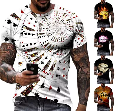 Buy Poker Playing Card Design T Shirt Tee Top Mens Graphic Print Sizes XS-6XL • 26.58£