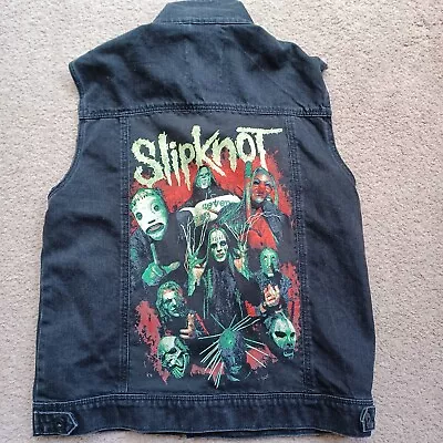 Buy Slipknot Heavy Metal Denim Battle Jacket Vest Mens Medium • 40.99£