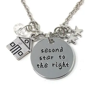 Buy Silver-Tone 'Second Star To The Right' Engraved Necklace Peter Pan 2Nd Jewellery • 3.99£
