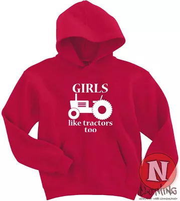 Buy Girls Love Tractors Too Hoodie Farmers Farming Equipment Adult Hooded Sweatshirt • 22.49£