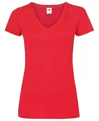 Buy Fruit Of The Loom Ladies V Neck T-Shirt Plain Casual Short Sleeve Shirt Lady Fit • 6.11£