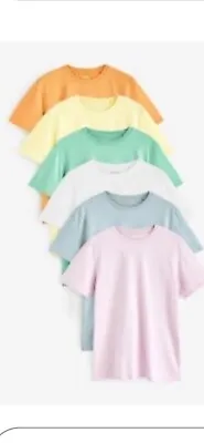 Buy Next Mens 6 Pack T-shirts Pastel Mix  Regular Fit Short Sleeved Size Large • 36.95£