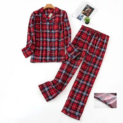 Buy Ladies Brushed Pyjamas Cotton Womens Flannel Nightwear Button Up PJs Set • 24.99£