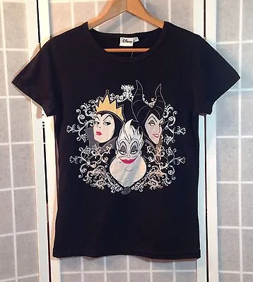 Buy Disney Villains Women's Black T-shirt-evil Queen/maleficent/ursula- Size Xs- Nwt • 22.68£