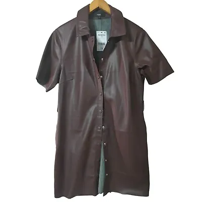 Buy Next Sleeveless Long Trench Jacket UK 14 Brown Faux Leather Goth Button Dress  • 13.99£