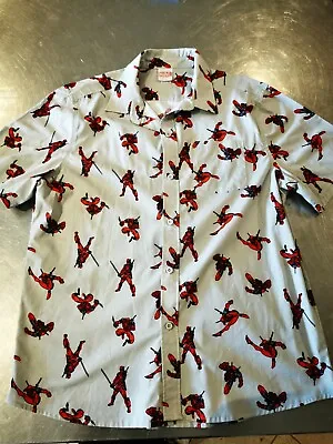 Buy Marvel Deadpool Short Sleeve Button Up Shirt Pyjama Top Size XLarge Mens  • 16.67£