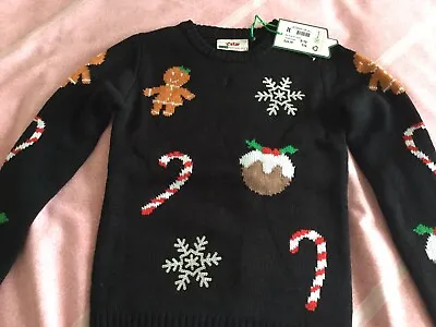 Buy Star Girls Christmas Jumper Candy Canes Age 7/8 Small Fitting Brand New Free P&p • 12£