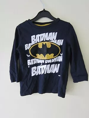 Buy F&f Age 2 3 Years Black Batman Tshirt Sequin Boys Kids • 6.50£