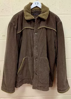 Buy Mens JEFF BANKS Jacket BROWN COTTON CORDUROY Padded Fleece Lining LARGE CG CB5 • 6.39£