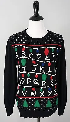 Buy Stranger Things Womens Black Alphabet Ugly Christmas Light Up Sweater Size XS • 18.94£