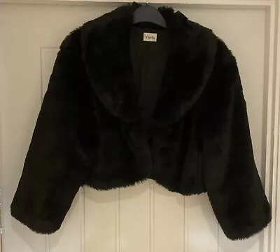 Buy Gorgeous Black Faux Fur Jacket By Viyella - Going Out, Party; Approx Size 14 • 11.50£