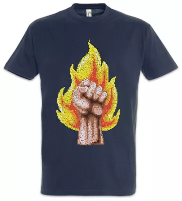 Buy Pixel Fire Fist T-Shirt Raised Gamer Gaming Retro Arcade Geek Nerd Revolution • 21.59£