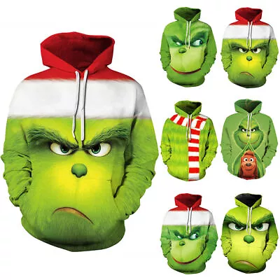 Buy Women Men Christmas 3D Grinch's Hoodies Sweatshirt Jumper Xmas Novelty Tops UK • 26.99£