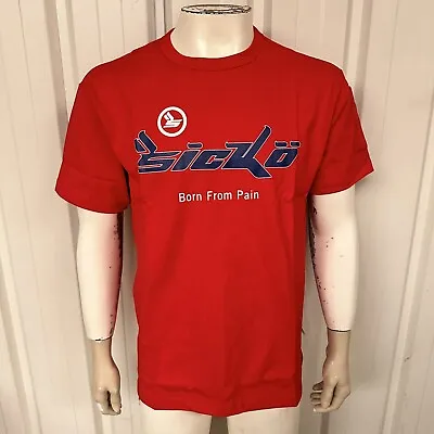 Buy Mens Medium T-Shirt Sicko Logo Born From Pain Tee Red/Blue (M)(BNWT) RRP $150 • 24.99£