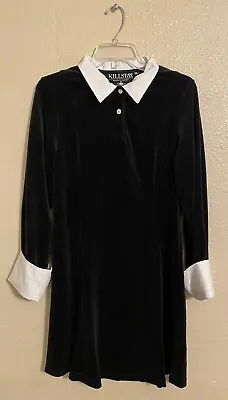 Buy Killstar XXL Black Velvet Wednesday Addams Collar Mini Dress Goth Halloween Dark • 47.24£