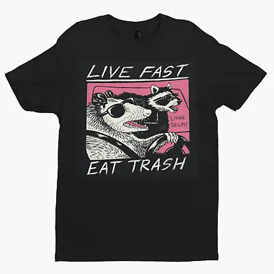 Buy Live Fast Eat Trash T-Shirt - Funny Racoon Rat Rodent Sonic Youth Music Comedy • 8.39£