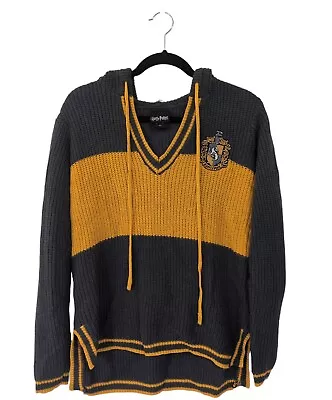 Buy Harry Potter Grey Yellow Color Block Hufflepuff House Crest Hooded Sweater M • 28.11£