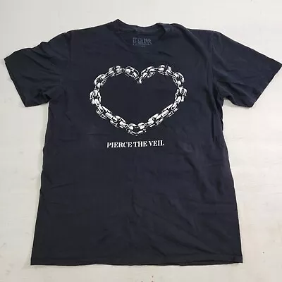 Buy Pierce The Veil Womens Chain Heart Band Tee T-shirt Black Sz S Fearless Records • 22.12£