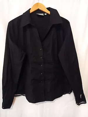 Buy Mish Mash Womens 97% Cotton 3% Spandex Long Sleeve Black Shirt Size 14/16  • 12£