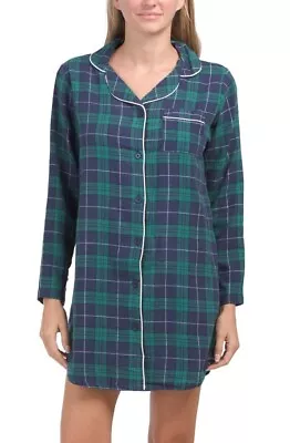 Buy Telluride Flannel Plaid Sleep Shirt Dress Women’s Button Closure Cotton Size S • 27.40£