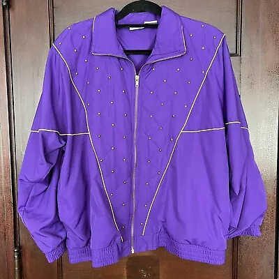 Buy Blair Boutique Flowy Wind Breaker Jacket Purple Gold Beads & Trim XLG Fancy • 18.94£