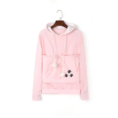 Buy Women Autumn Sweatshirt Pullover Girl Cute Hoodie Cat Ear Pouch Pet Carrier • 17.99£