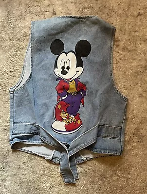 Buy Vintage 90s Mickey Mouse Graphic Denim Vest MEDIUM Jerry Leigh • 48.04£