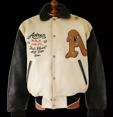 Buy AVIREX LEATHER VARSITY College Letterman Baseball Biker Motorbike Jacket Coat Lg • 72£