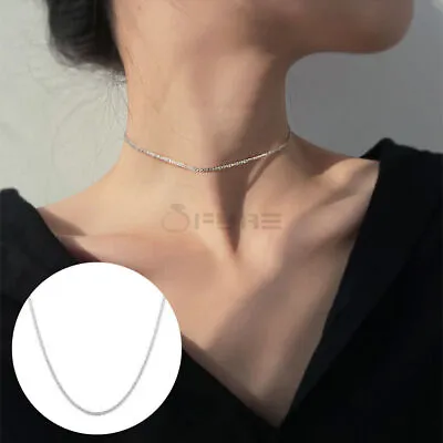 Buy Silver Clavicle Chain 925 Sterling Silver Girls Choker Necklace Fashion Jewelry • 3.99£