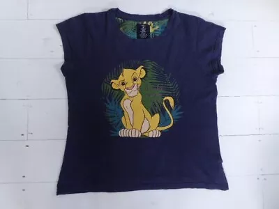 Buy Disney Lion King Simba T Shirt Size M 10-12 100% Cotton Navy • 9.50£
