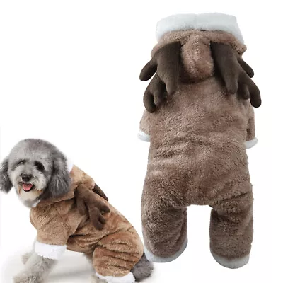 Buy Pet Festival Cosplay Dress Dog Hoodies Christmas Reindeer Costume • 11.39£