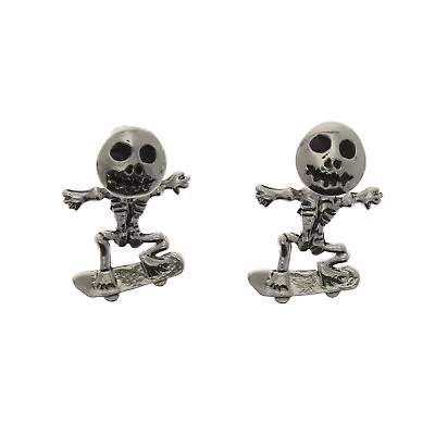 Buy Zac's Alter Ego Alternative Jewellery Crazy Skeleton On Skateboard Stud Earrings • 9.99£