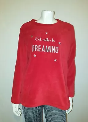 Buy Christmas Love To Lounge Red Fleece Pyjama Top I'd Rather Be Dreaming Size 14-16 • 11.99£