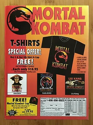 Buy 1994 Mortal Kombat T-Shirt Vintage Print Ad/Poster Official Authentic Promo Art • 17.04£