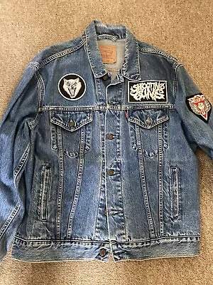 Buy Levis Mens Denim Trucker Jacket - Large -  Bands Patches The Shrine Hellacopters • 55£