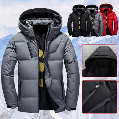 Buy Winter Mens Warm Quilted Parka Duck Down Jacket Padded Bubble Puffer Hooded Coat • 25.99£