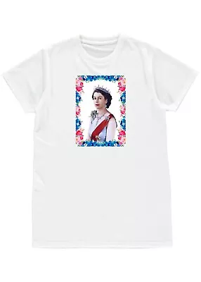 Buy Her Majesty Queen Elizabeth Ii Flowery Frame Mens Womens Unisex T-shirt Gift S M • 12.99£