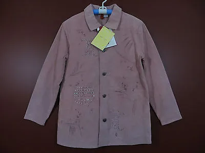 Buy  LTR0225-NWT QVC LOOK EAST Women Suede Leather Jacket Pink Red Black Artwork M • 32.93£