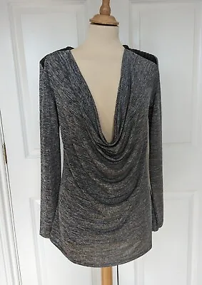 Buy Witchery Grey Jersey Drape Neck Top Size Small Excellent Condition • 9.99£