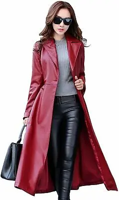 Buy SEXY Women Genuine Real Leather Lambskin Long Trench Overcoat Collar Coat Jacket • 142.08£