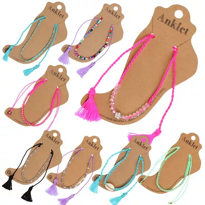 Buy 2 X Kids Anklet Adjustable Bead Cord Anklets Beach Bracelet Festival Jewellery • 4.69£
