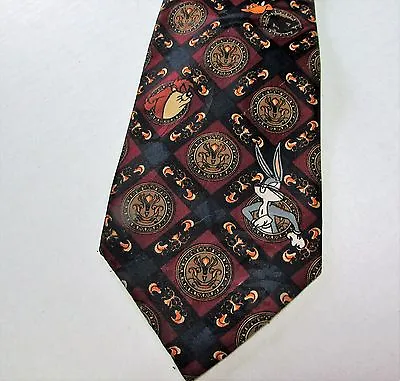 Buy Looney Tunes Necktie Bugs Daffy Marvin Wile E. Coyote Diamond Medallion Pattern • 11.53£