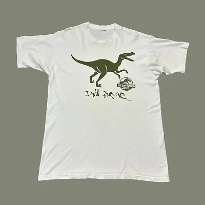 Buy Vintage THE LOST WORLD I WILL SURVIVE Jurassic Park T-Shirt Sz 2XL (Measurements • 57£