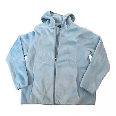 Buy EDDIE BAUER Fleece Hoodie Jacket Light Blue Plush Full Zip Womens XL Vintage • 11.33£