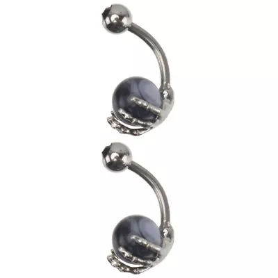 Buy  2 Pc Stainless Steel Jewelry Navel Piercing Stud Nails Good Mood Ring • 5.69£