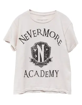 Buy WEDNESDAY Addams Nevermore Youth Girls Boyfriend Fit Ivory Shirt New S, M, L • 6.31£